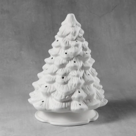 Ceramic Bisque Christmas Tree - 9-inch with base, lights and star